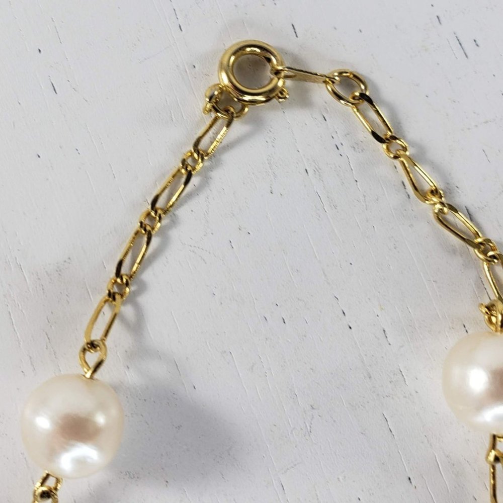 Kids Faux Pearl Gold Toned Chain Necklace Costume Jewelry - Picture 4 of 4